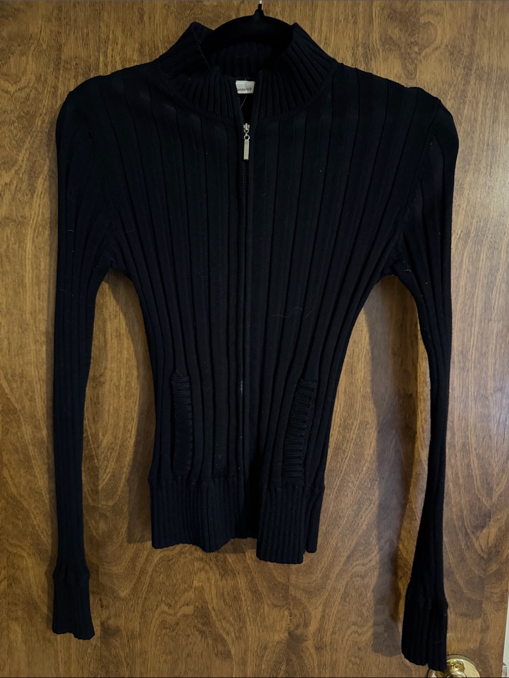 No Boundaries Black Ribbed Zip-Up Cardigan